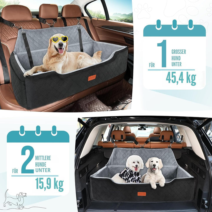Hunde Autositz für Grosse Hunde unter 100 lbs, Waschbares Hundesitz Auto für 2 Mittlere, Abnehmbar A