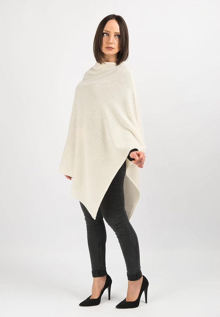 Dalle Piane Cashmere - Poncho aus 100% Kaschmir - Made in Italy - für Frau Einheitsgrösse Creme, Ein
