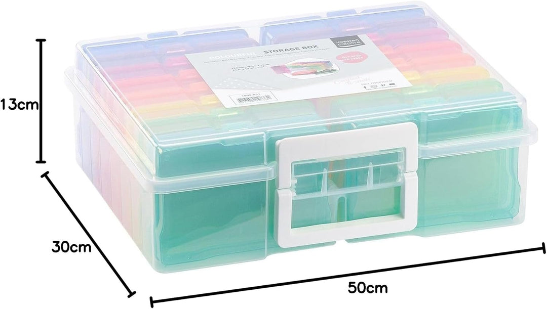 Vaessen Creative Farbige Staubox mit 16 Boxen, 37,50 x 30 x 13 cm Mit 16 bunten Dosen, Mit 16 bunten
