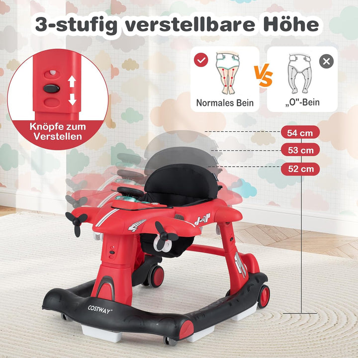 COSTWAY 6 in 1 Lauflernhilfe, Lauflernwagen klappbar mit verstellbarer Höhe & Geschwindigkeit, Baby