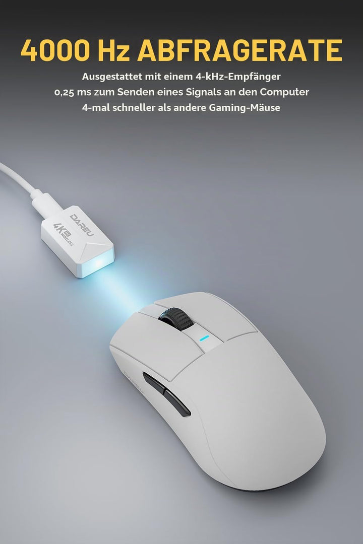 DAREU A950pro 4K Wireless Gaming Mouse: 55 g Ultraleicht, 4 kHz Abtastrate, Optischer Sensor PAW3395