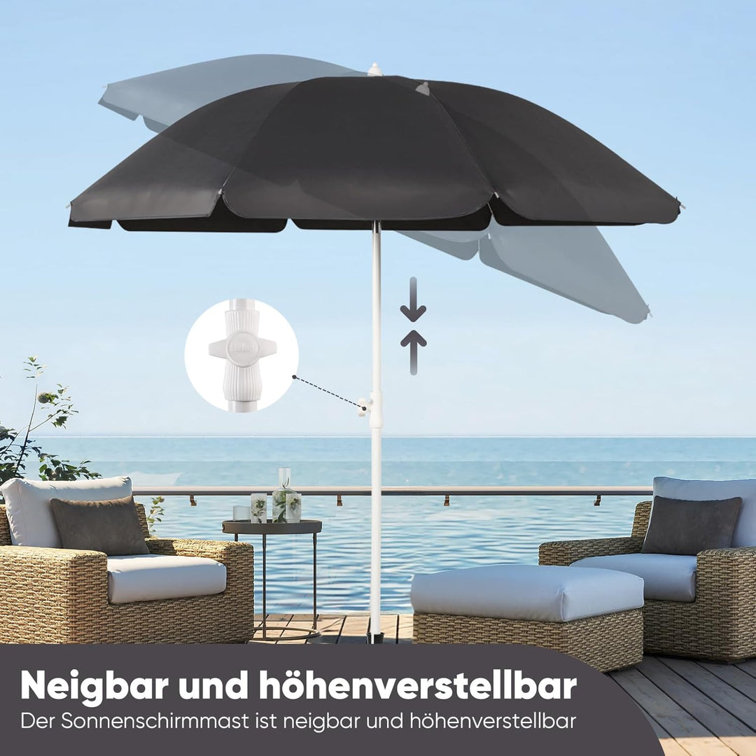 Sekey 160 cm Sonnenschirm Balkon mit Bodenhülse & Schutzhülle, Neigungs und Höhenverstellung, Sonnen