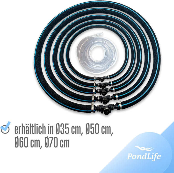 Pondlife Japan Belüfterring für Koi Teich, Ø 50 cm, Teichbelüfter mit Luftschlauch, Sauerstoffzufuhr