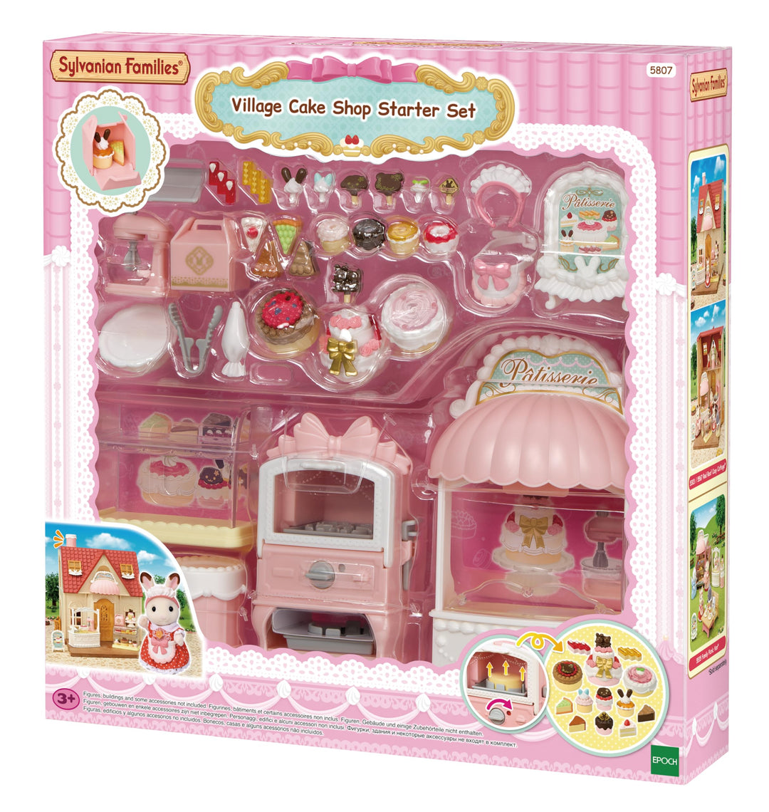 Sylvanian Families 5807 Dorfkonditorei Set für Starter Haus, Ergänzungsset inklusive Backofen mit Fu