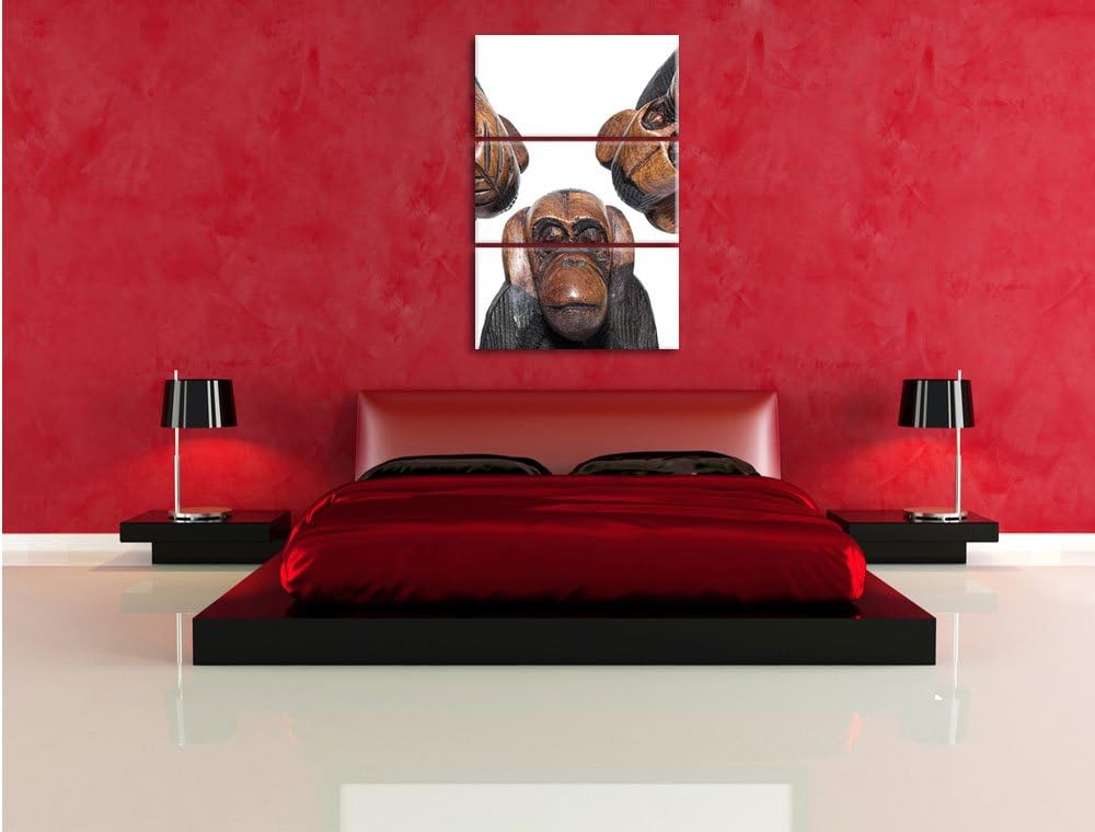 Pixxprint Nichts hören Nichts sehen Nichts Sagen Skelette 3-Teiler Leinwandbild 120x80 Bild auf Lein