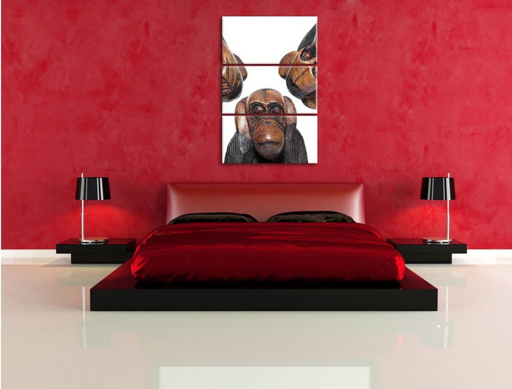 Pixxprint Nichts hören Nichts sehen Nichts Sagen Skelette 3-Teiler Leinwandbild 120x80 Bild auf Lein