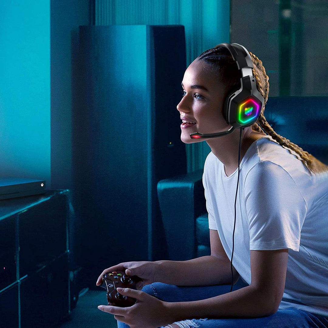Eacam ONIKUMA K10 RGB-Gaming-Headset mit Mikrofon, Kabelgebundene Kopfhörer mit Geräuschunterdrückun