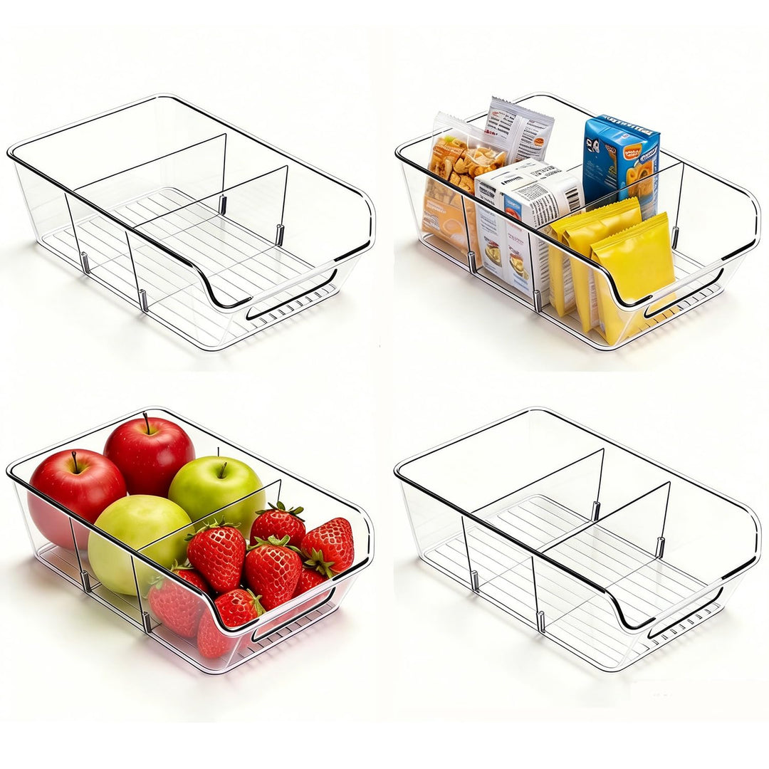 4er Kühlschrank Organizer set, Küchen Organizer mit 3 Fächern und Griffen,Schubladen organizer Küche