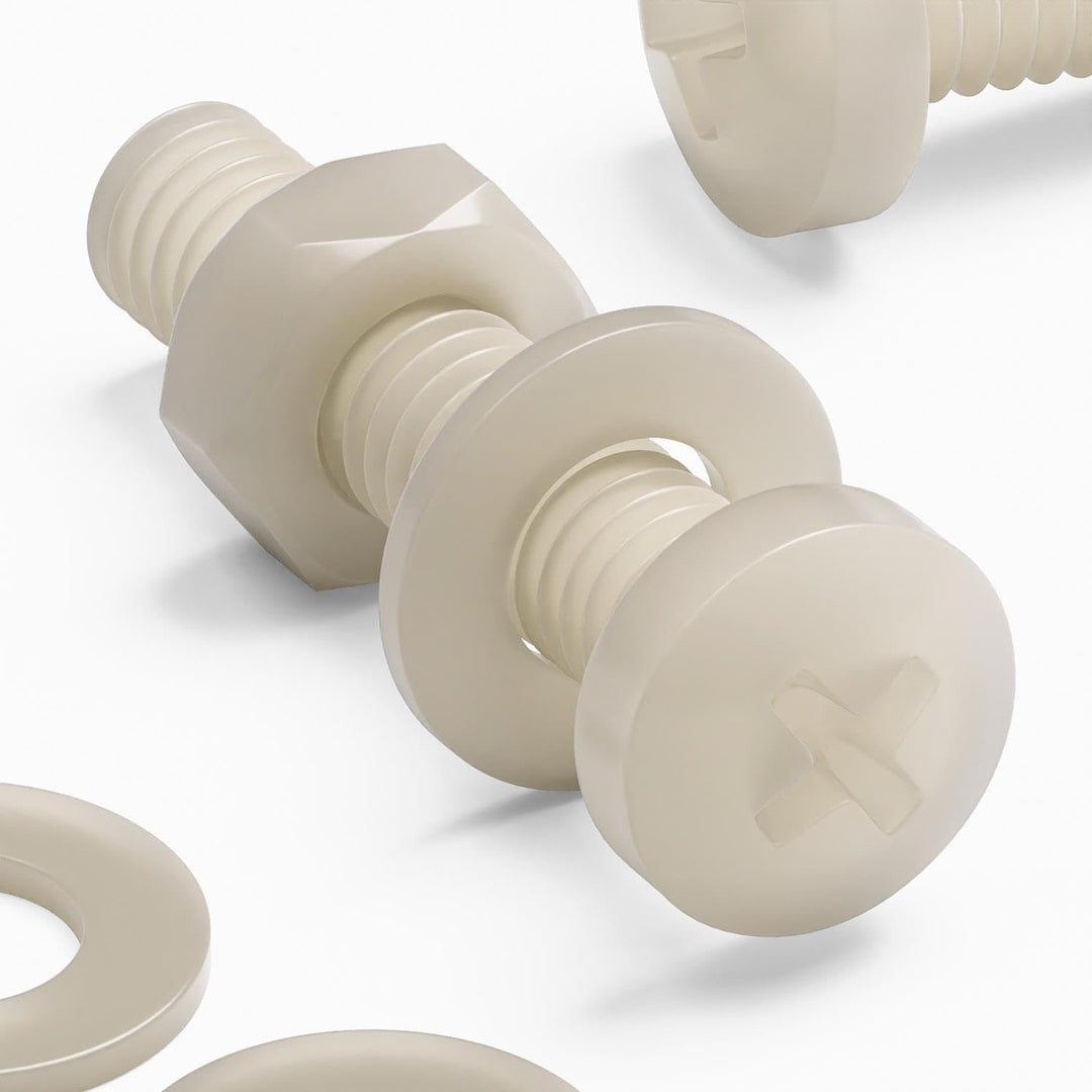 50 x Nylon Flachkopf-, Kreuzkopf-Kunststoff- Maschinenschrauben, M4 x 20mm, Kunststoffschrauben, Mut