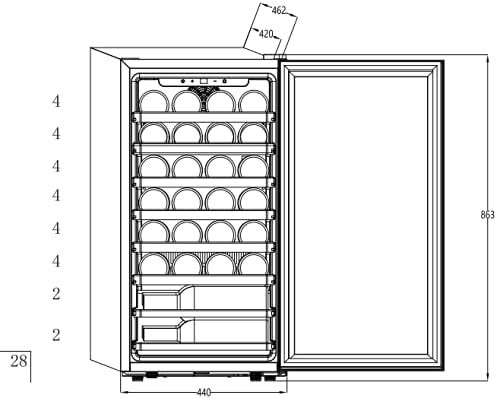 Kalamera Weinkühlschrank, 28 Flaschen 86 Liter, Touch-Bedienfeld, Edelstahl Glastür, 5-18°C Kühlzone
