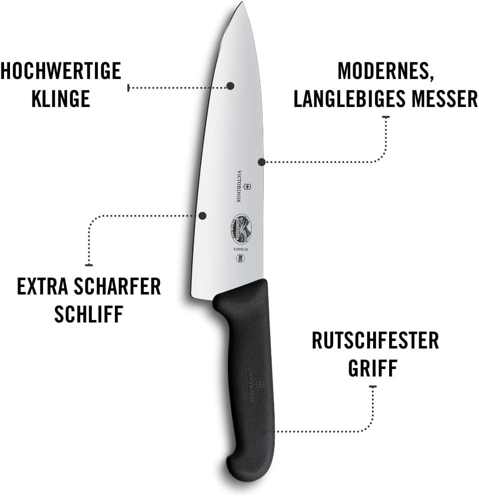 Victorinox 5.2063.20, coltello per sfilettare in acciaio inox da 20 cm, nero, standard Single, Singl