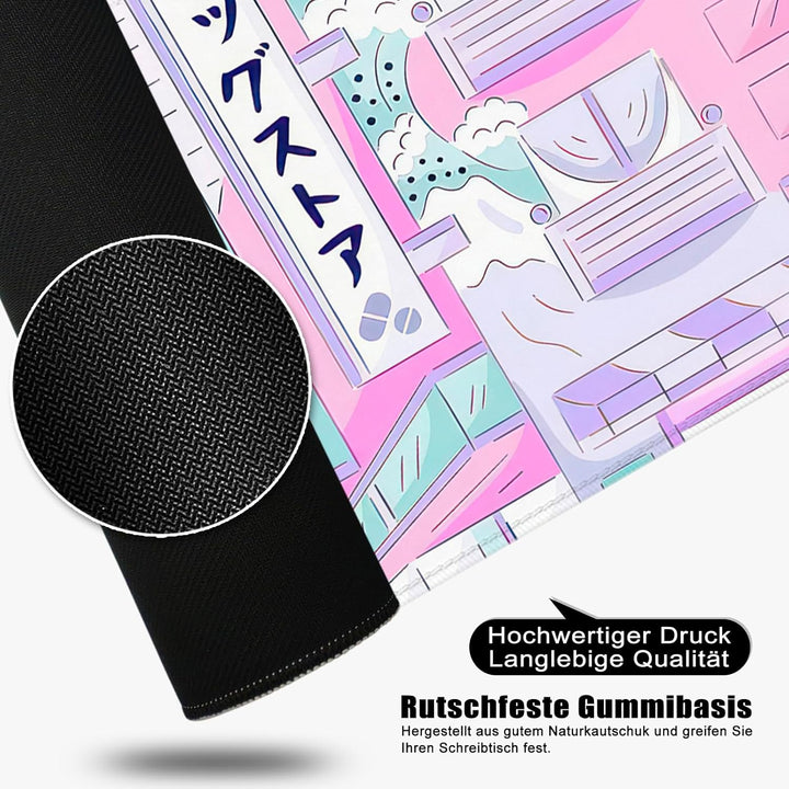Mauspad Rosa Schreibtischunterlage Japan 80x30cm Japanisch Mousepad XL Gross Mauspad Japanische, Com