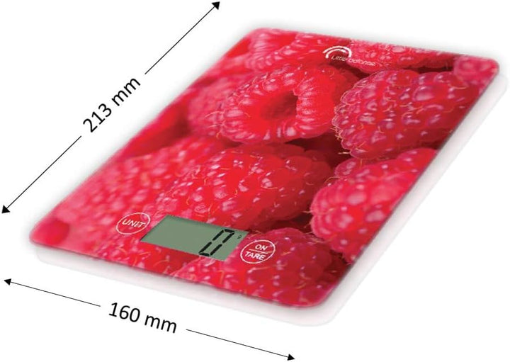 LITTLE BALANCE 8102 Slim Elektronische Küchenwaage, 5 kg/1 g, Platte aus gehärtetem Glas, extraflach