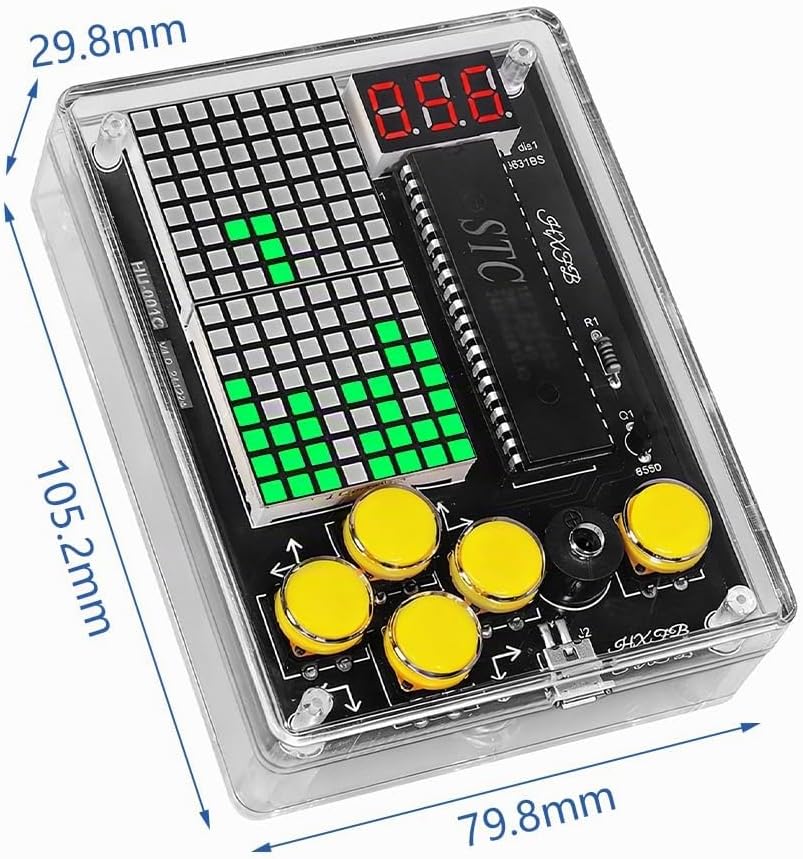 DIY Spielekonsole Löt Bausatz, 7 in 1 Elektronik Baukasten Handheld Game Console Kit mit Acrylgehäus