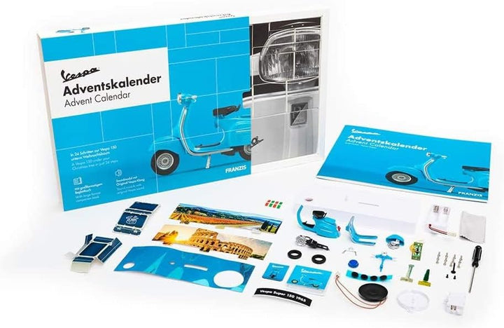 FRANZIS 67109 - Vespa Adventskalender 2020 – Modellbausatz im Massstab 1:43, inkl. Soundmodul und 52