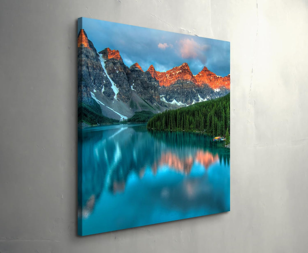 Paul Sinus Art Leinwandbilder | Bilder Leinwand 90x90cm Moraine See im Banff-Nationalpark – Kanada,