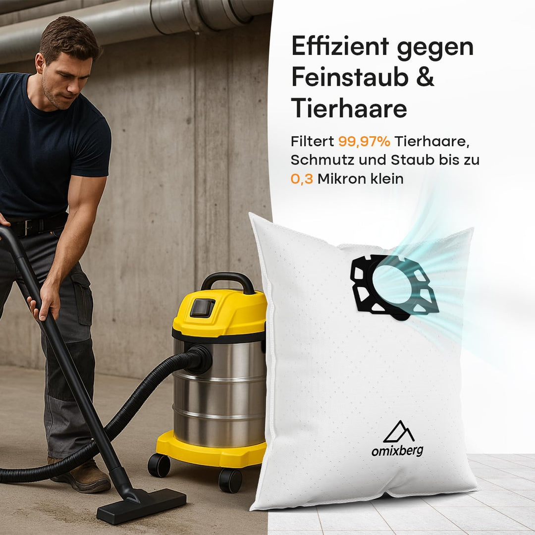 10 Vlies-Staubsaugerbeutel – Passend für Kärcher MV4, MV5, MV6, WD6 und WD6 Premium – Passend für Kä