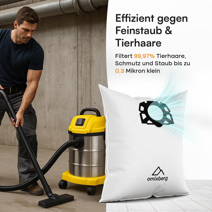 10 Vlies-Staubsaugerbeutel – Passend für Kärcher MV4, MV5, MV6, WD6 und WD6 Premium – Passend für Kä