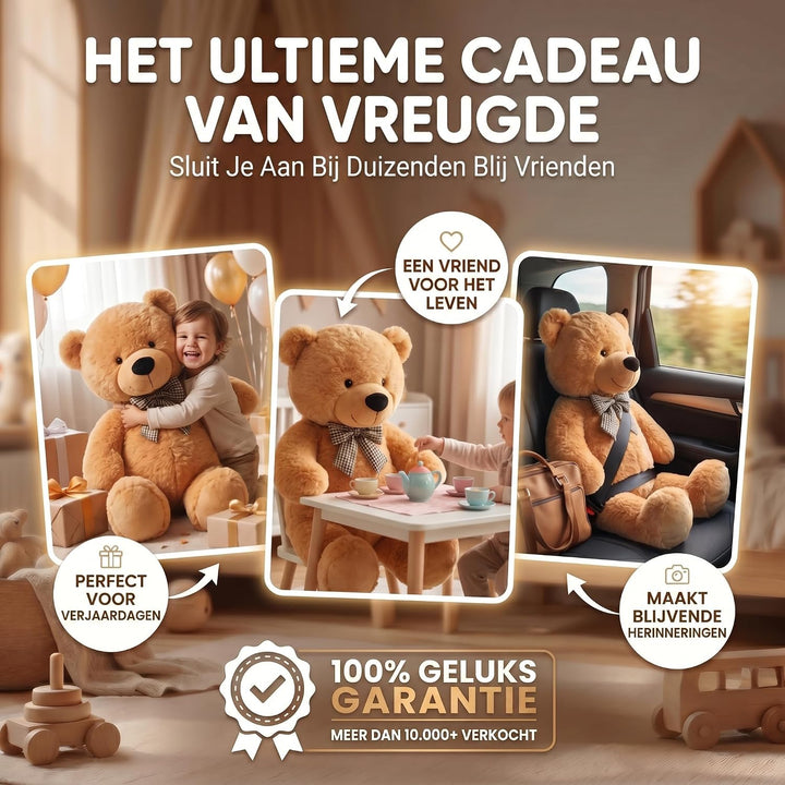 Feluna Riesen Teddybär XXL Kuschelbär 120 cm gross Plüschbär - Original Teddy Bär mit Schleife Hellb