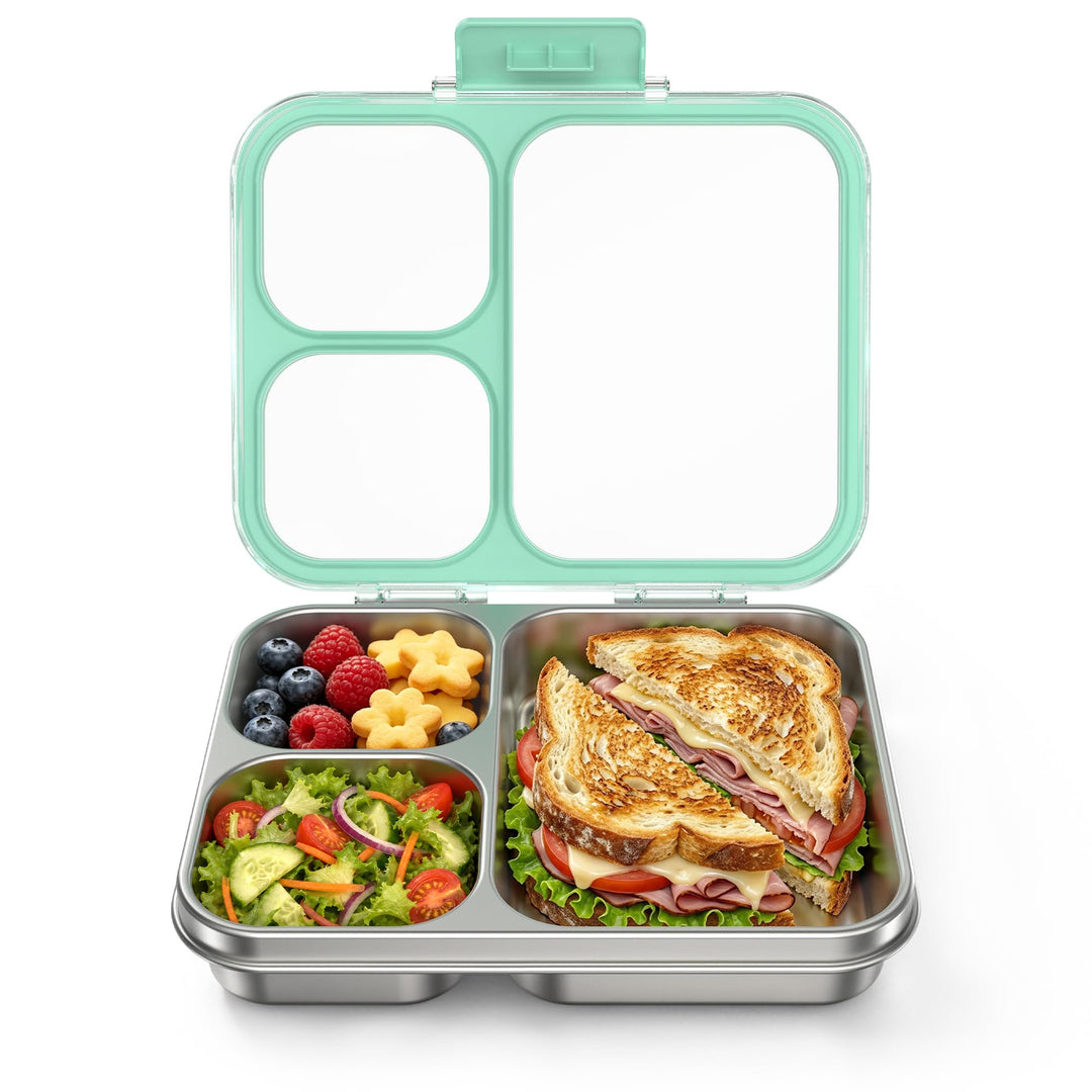 VITONIS Edelstahl Brotdose Lunchbox mit 3 Fächern mit Tritan-Deckel, 1000ml Metall Bento Lunch Box K