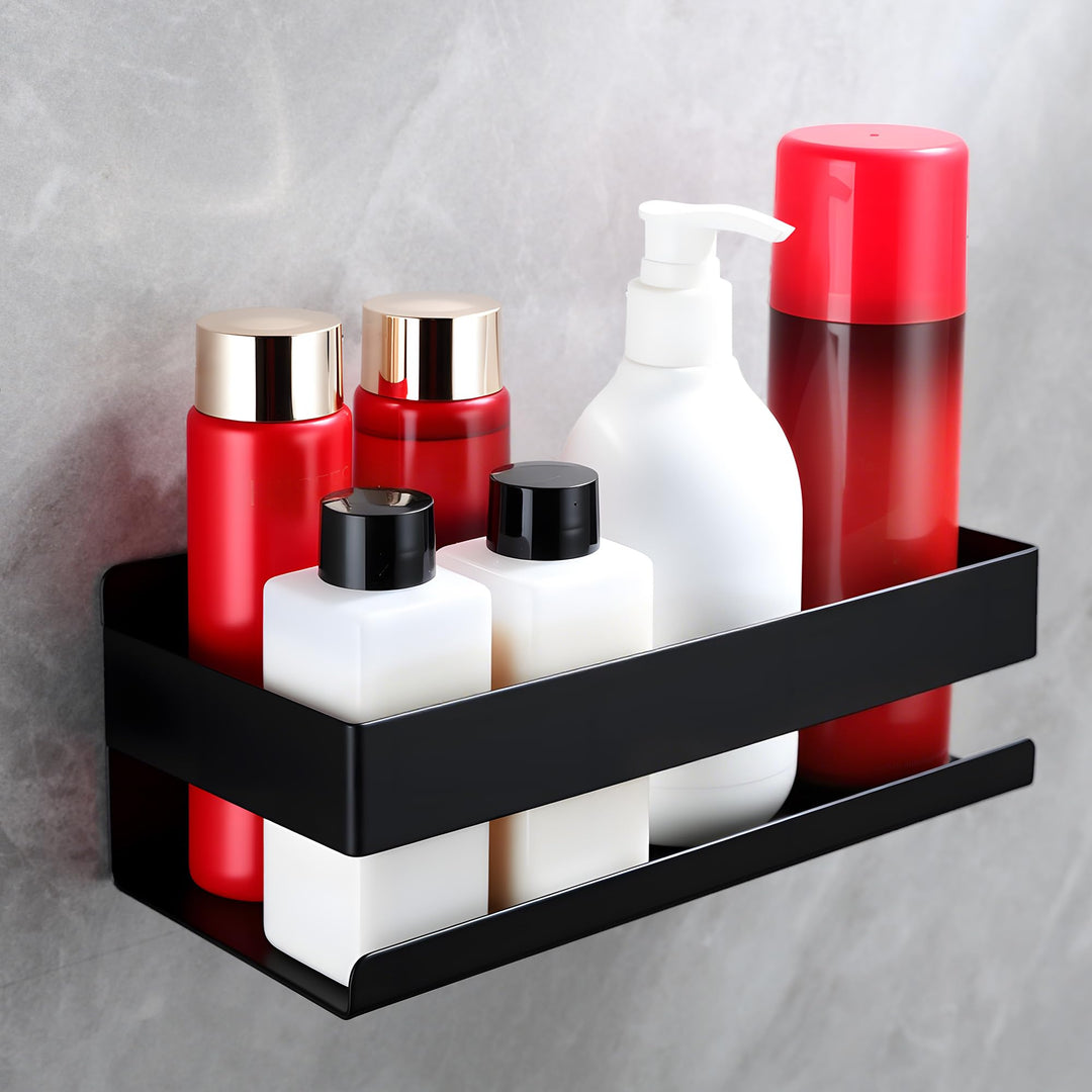 Duschablage Ohne Bohren Schwarz, Duschregal Badregal Ohne Bohren Shampoo Halterung für Dusche Badezi