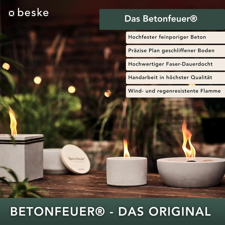 Original Betonfeuer Set inkl. Ständer Löschbrett und Nachfüllwachs | Pulverbeschichteter Ständer | H