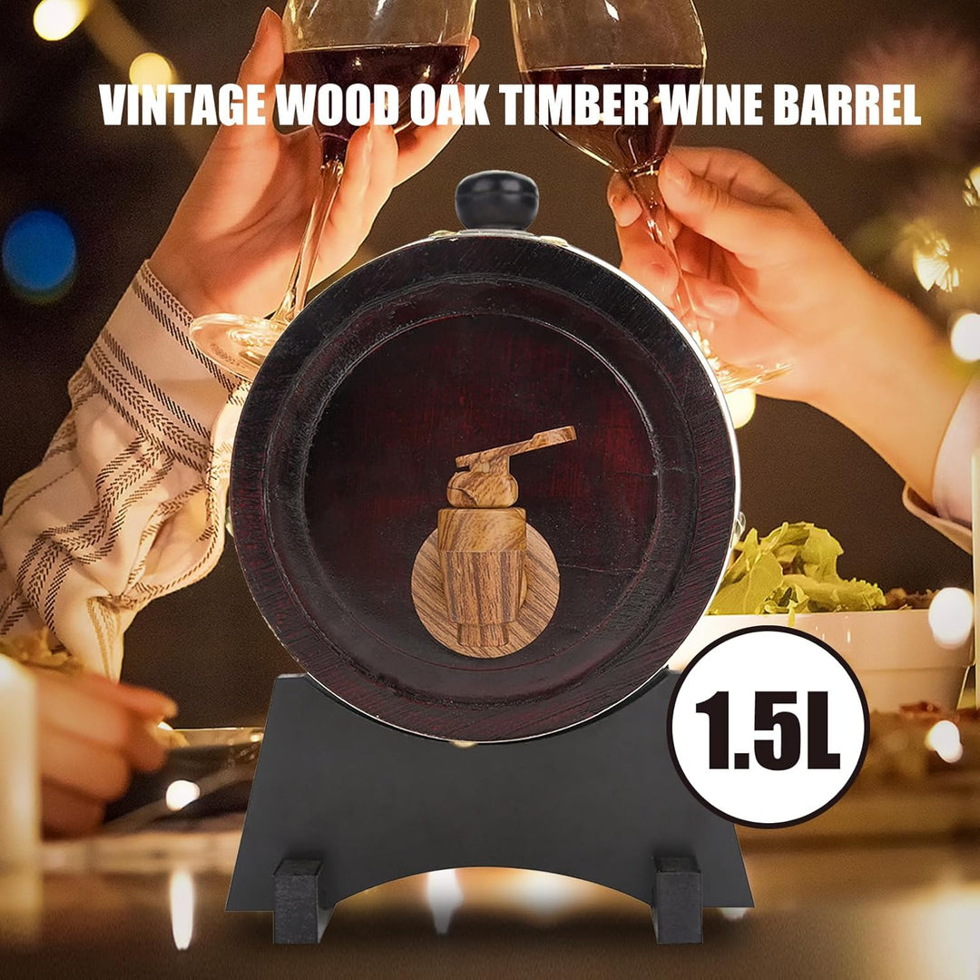 1,5L/ 3L/ 5L/ 10L Holzfass Bierfrässer Weinfass mit Zapfhahn, Stopfen und Holzbock, Heimbrauen Bierb