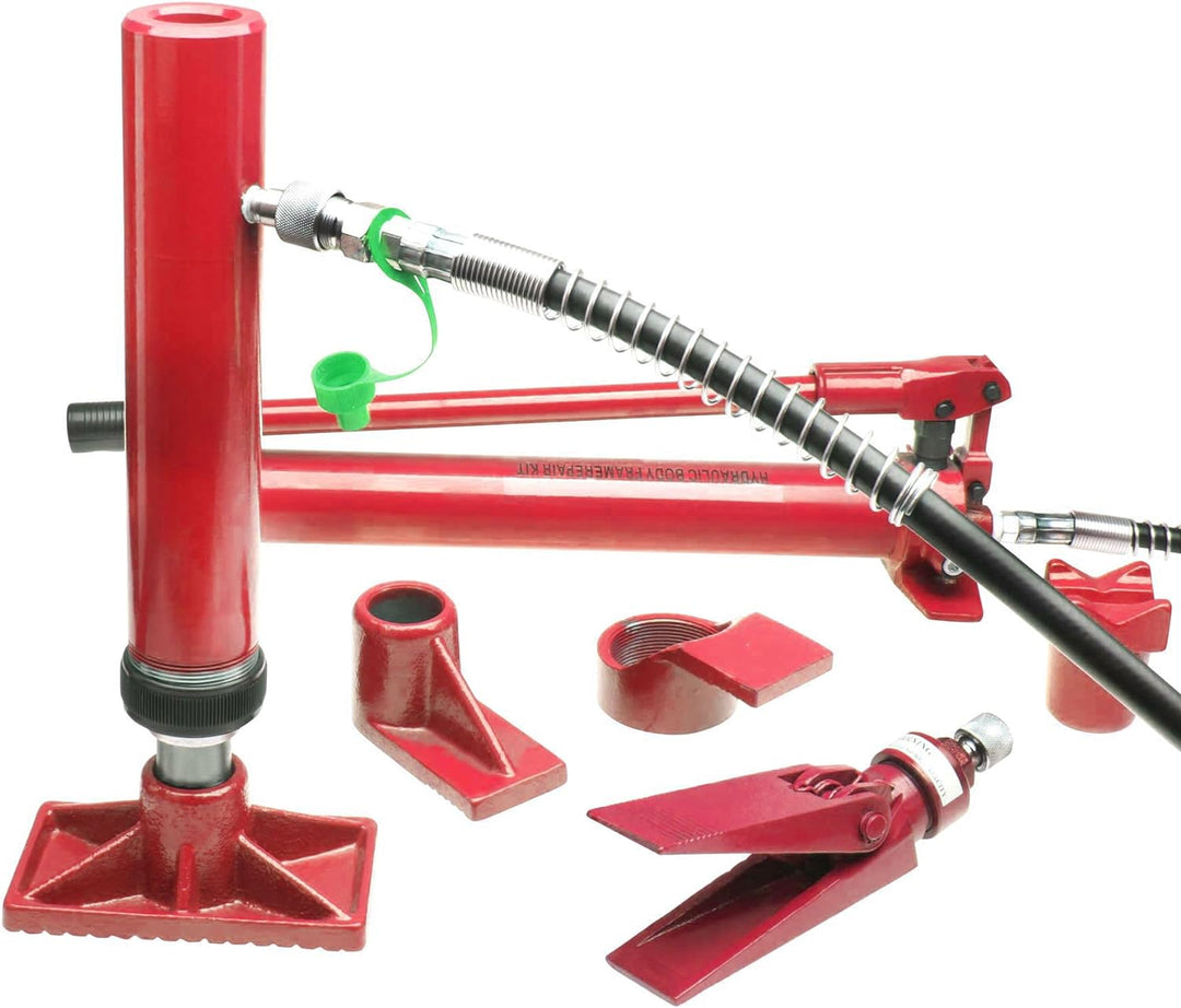 Hydraulische Karosseriepresse 10 To. Richtsatz Presse Spreizer Dozer Ausbeulsatz im Stahlkasten