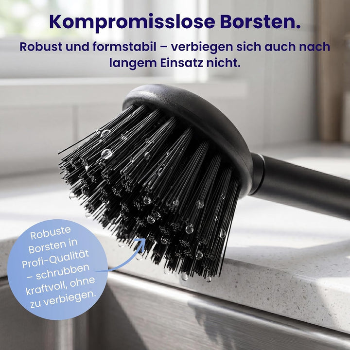 Spülbürste 3er Pack schwarz I Langer Griff I Modernes Design, minimalistisch I Küchenbürste handlich