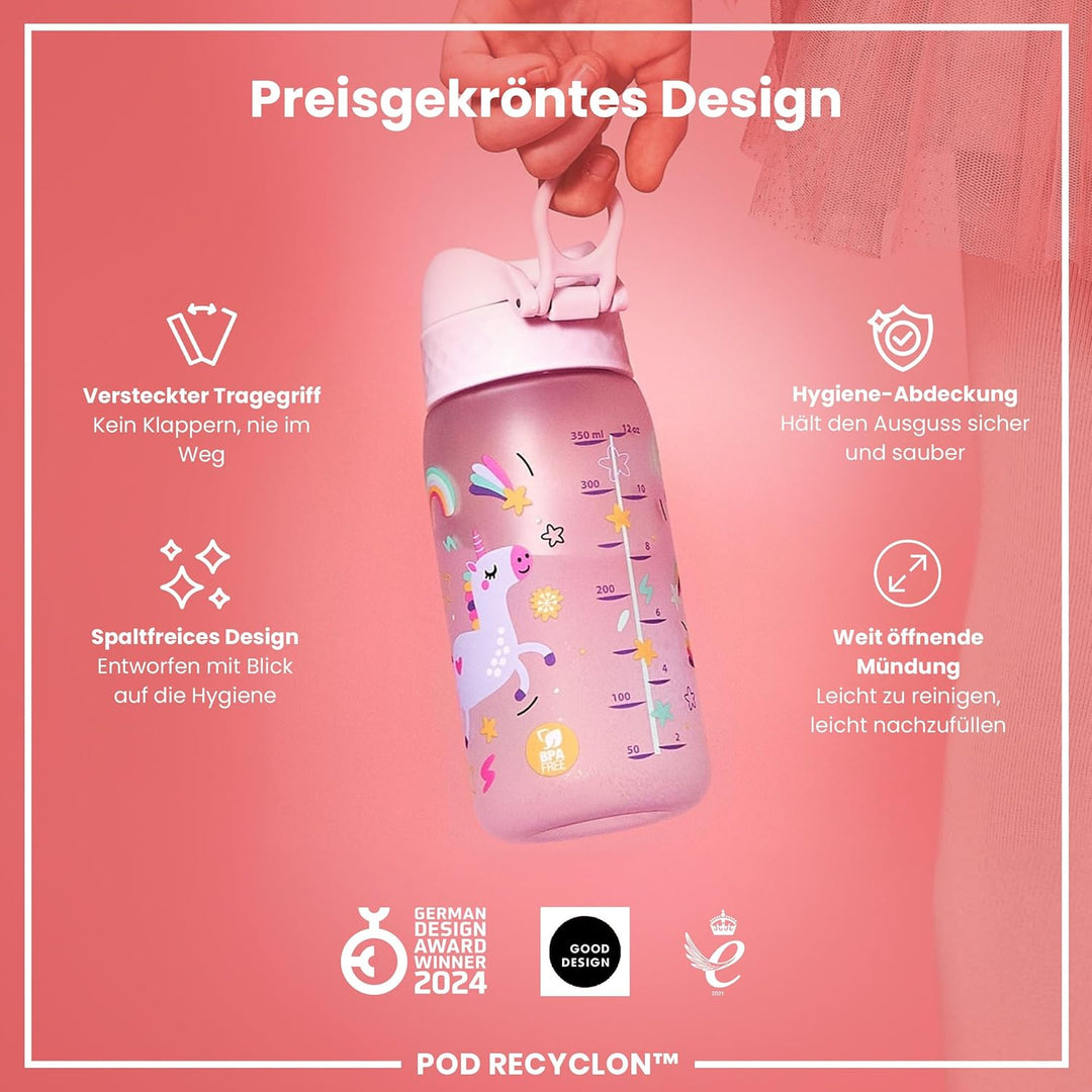 Ion8 Kinder Trinkflasche, Auslaufsicher, Einhandöffnung, Sichere Verriegelung, Spülmaschinenfest, Tr