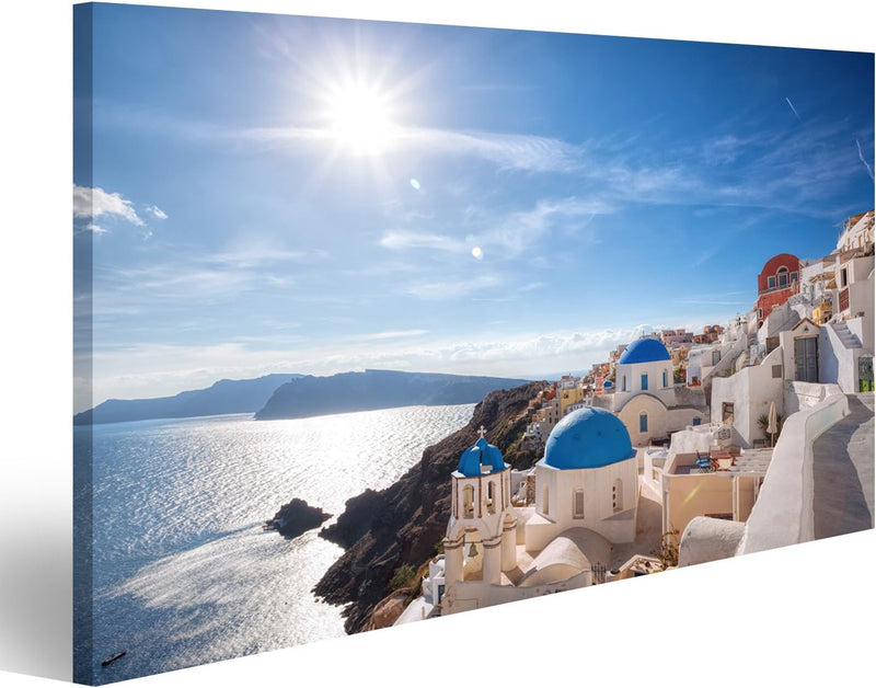 Bild auf Leinwand Oia Dorf In Santorini Island Griechenland Wandbild Poster Kunstdruck Bilder Format