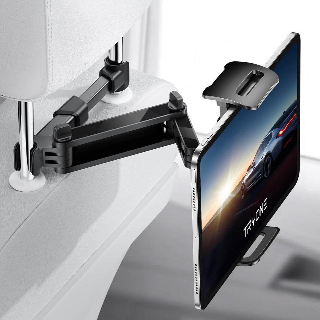 TRYONE Tablet Halterung Auto, Tablet Halter Kopfstütze - Ausziehbare KFZ-Kopfstützenhalterung für iP
