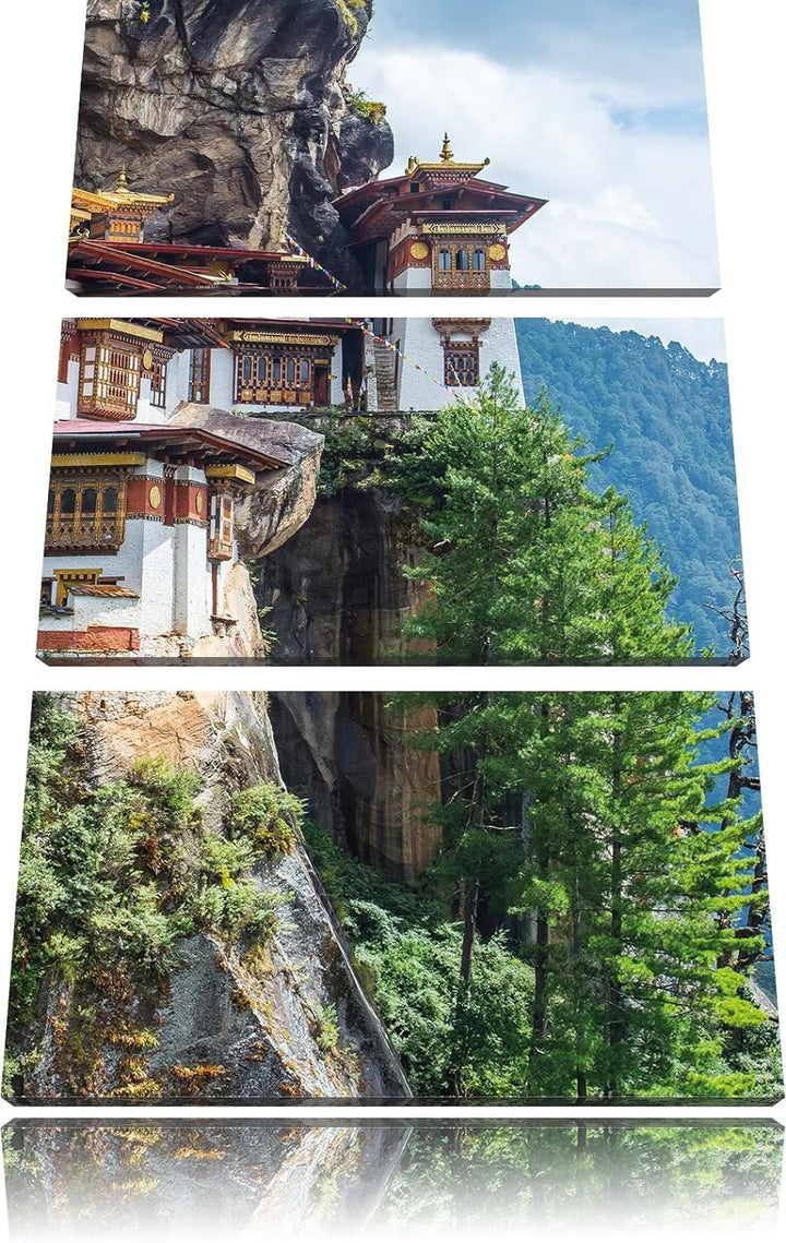 Pixxprint Buddha Tempel in China 3-Teiler Leinwandbild 120x80 Bild auf Leinwand