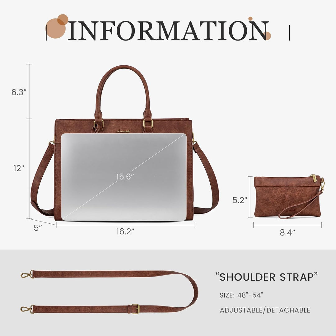 LOVEVOOK Laptoptasche Damen 15,6 Zoll, Gross Arbeitstasche Handtasche Schultertasche Wasserdicht PU