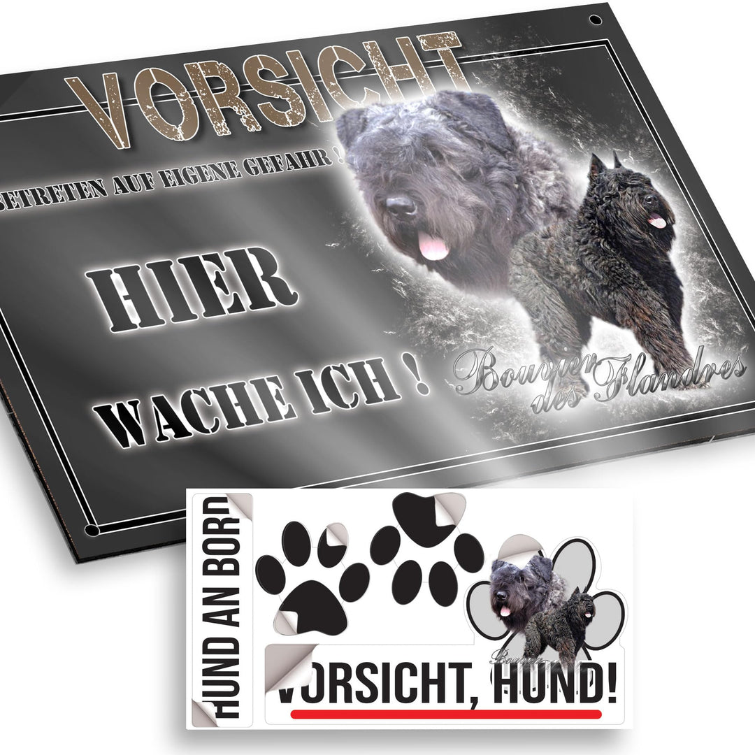 hier wache ich hund Bouvier des Flandres 29/18 cm