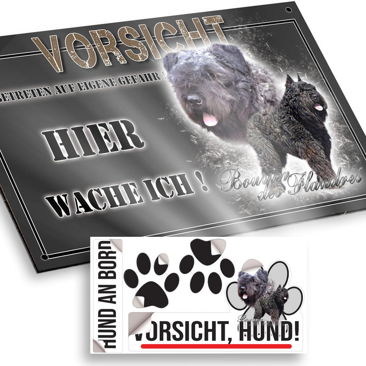 hier wache ich hund Bouvier des Flandres 29/18 cm