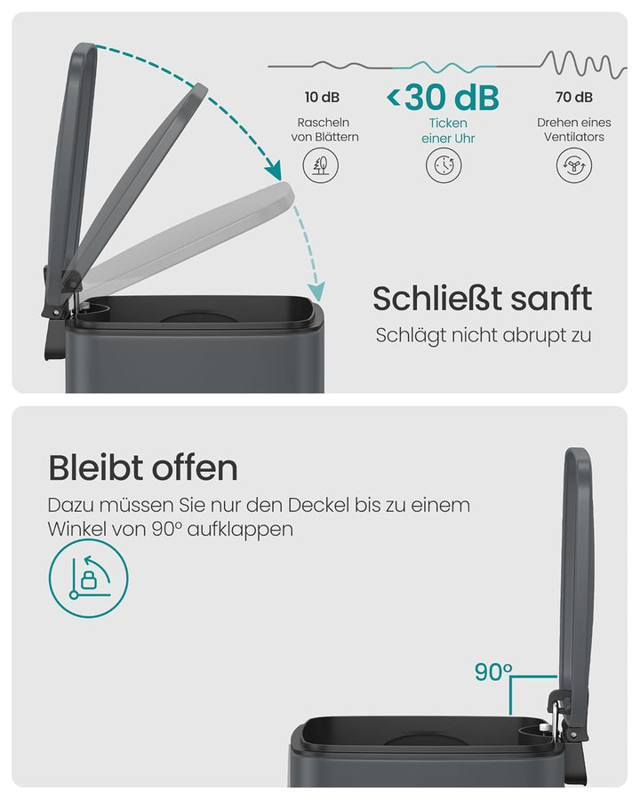 SONGMICS Kosmetikeimer, 6 Liter, Mülleimer Bad, kleiner Abfalleimer, Tretmülleimer, mit Pedal, für k