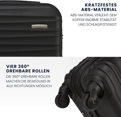 WITTCHEN Reisekoffer 3er Koffer-Set Rollkoffer Trolley Handgepäck Hartschale aus ABS mit 4 Spinner-R