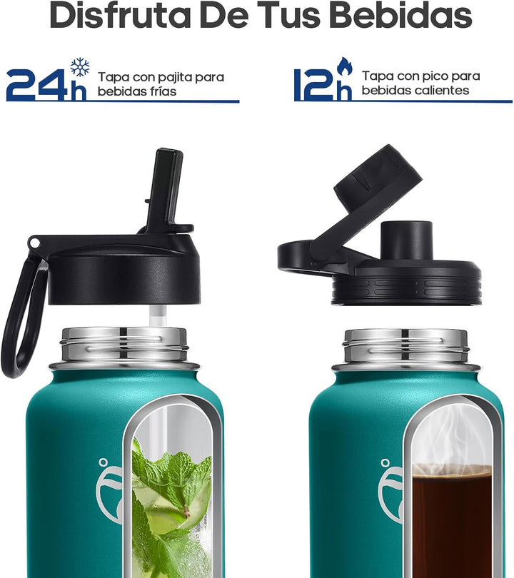 HydroPal Edelstahl Trinkflasche - 750ml, 1L, 1,2L, BPA-Frei, Kohlensäure geeignet, Isolierte Thermos