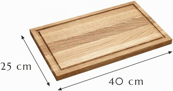 Holzschneidebrett rechteckig Eichenholz, Schneidebrett für die Küche, aus robuster Eiche, mit Saftri