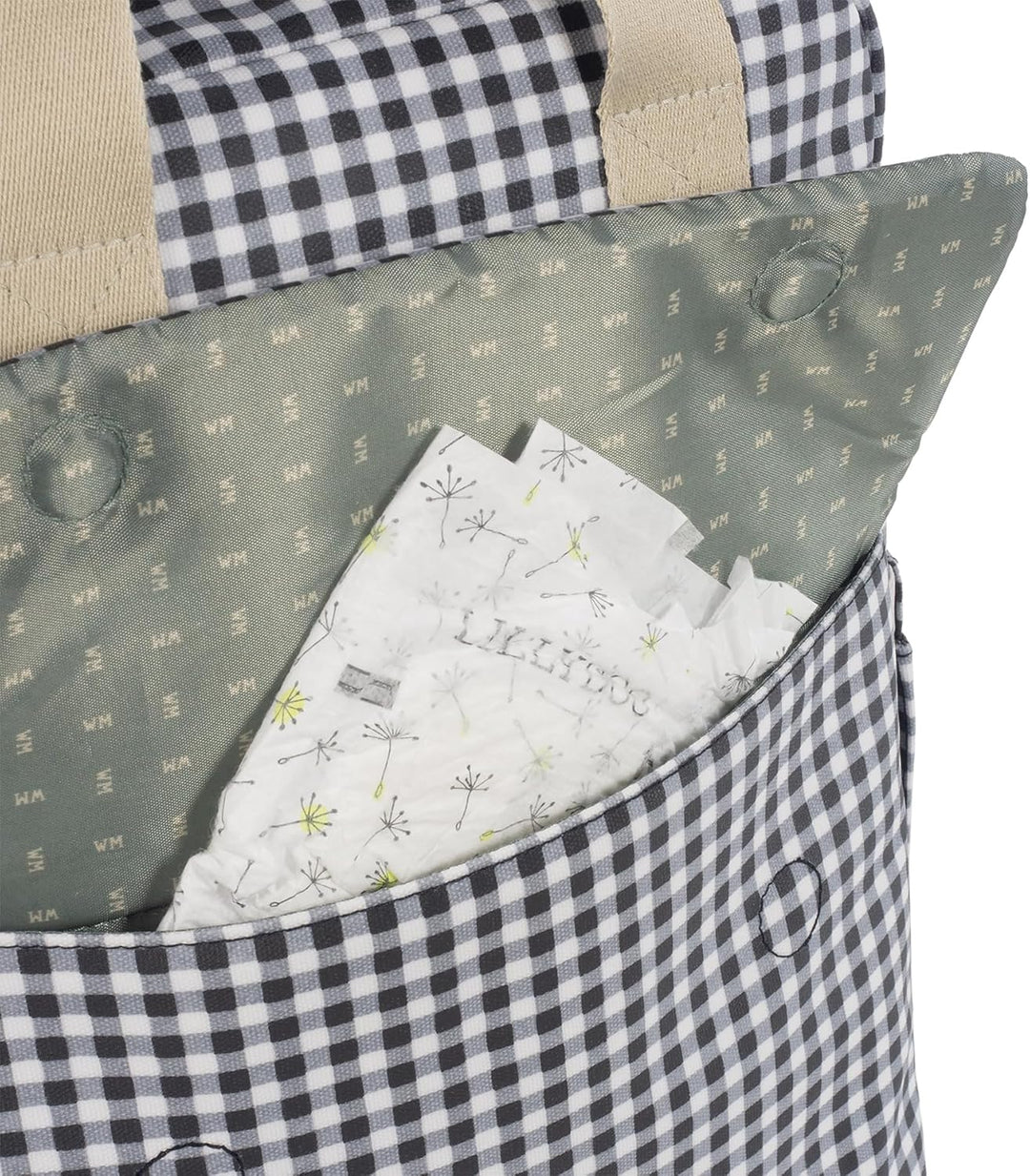 Walking Mum. I Love Vichy Wickeltasche für Kinderwagen, vielseitiges Design mit kurzen Griffen und S