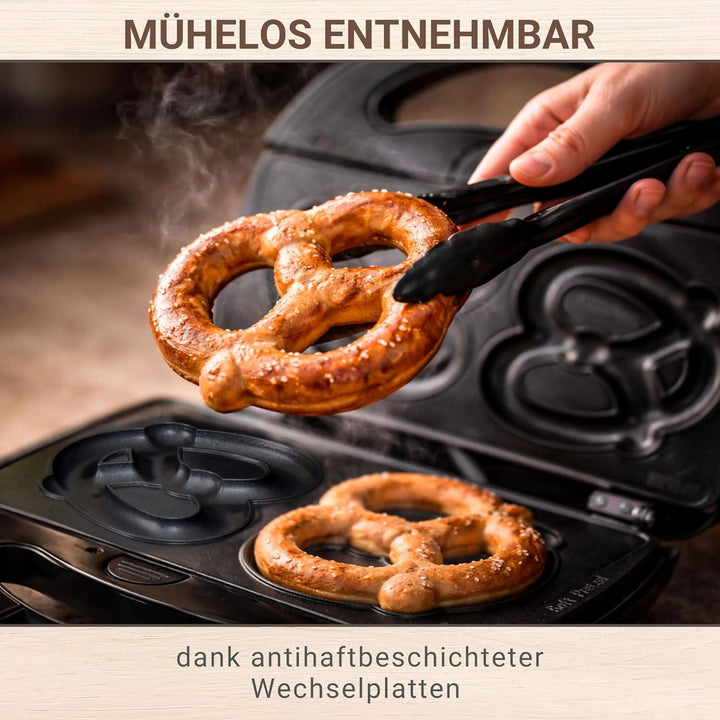 Syntrox Germany Bretzel Maker Chefmaker SM-1300W Soft Pretzel mit herausnehmbaren Backplatten
