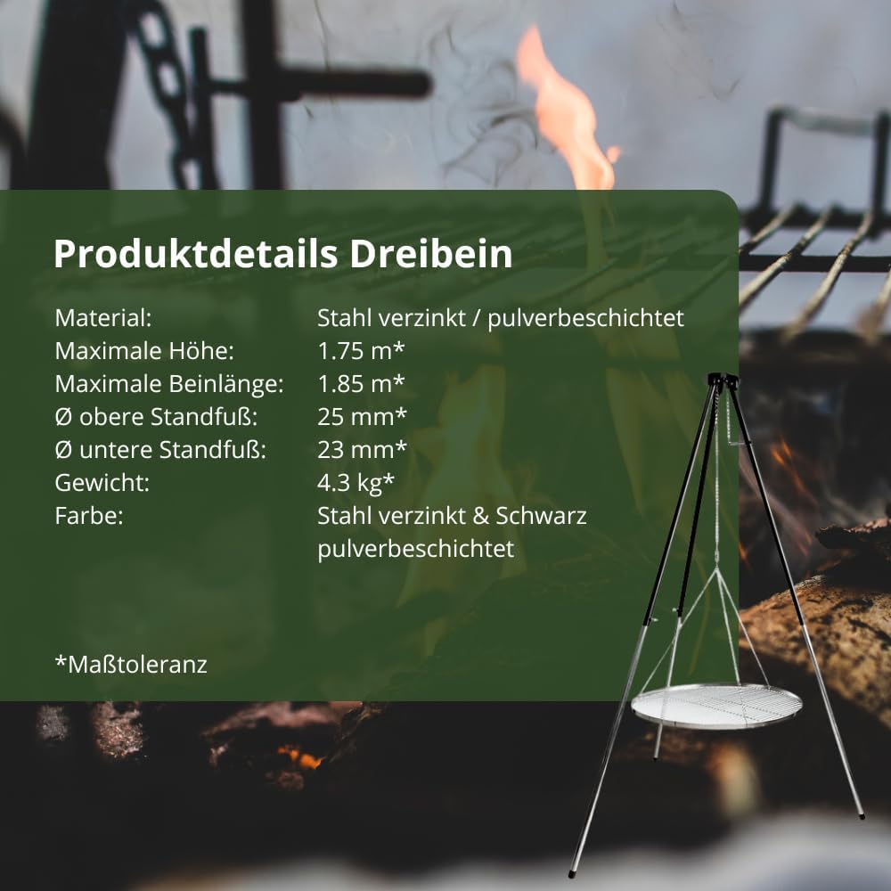 HeRo24 Dreibein Grillgestell für Schwenker - Schwenkgrill ohne Grillrost ! T-180
