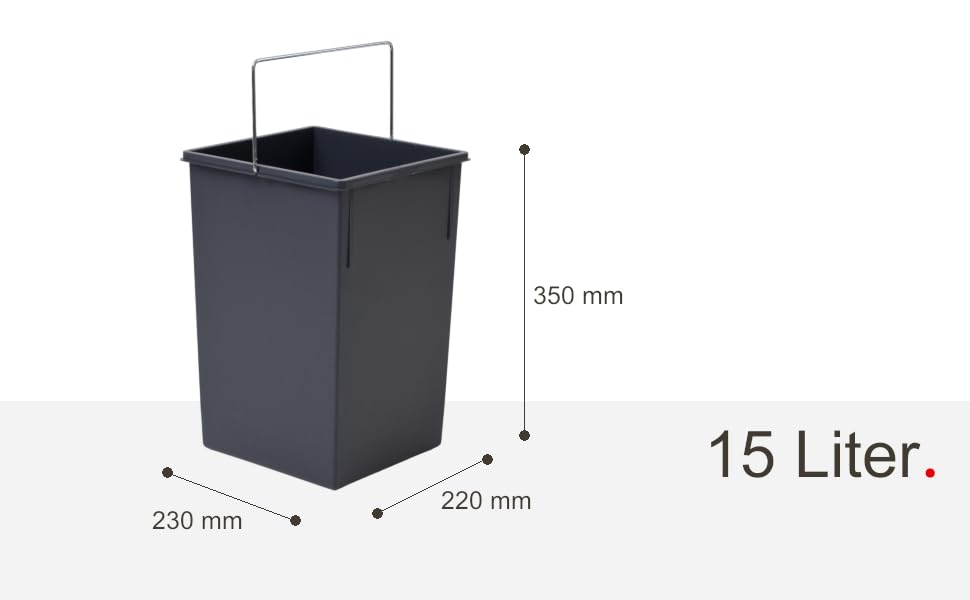 Hailo Inneneimer 1129949 | Abfalleimer 15 Liter mit Deckel | in den Massen 226 x 233 x 350 mm | Dunk