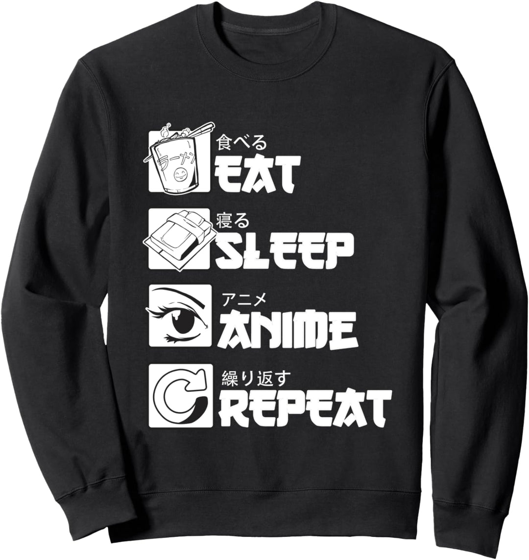 Essen Schlaf Anime Wiederholen Lustig Baka Manga Sweatshirt