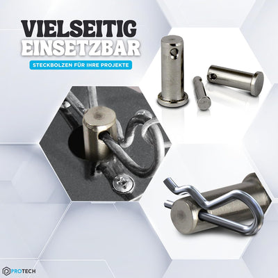 PROTECH 10 Stück Steckbolzen 12x55mm Edelstahl V4A rostfreier A4 Bolzen Splintbolzen Stecksplint Sic