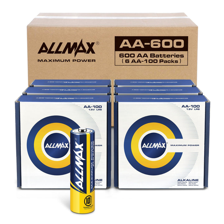 Allmax AA Mignon (LR6) Maximum Power Alkaline Batterien (600 Stück Grosspackung / 6 Kartons à 100) –