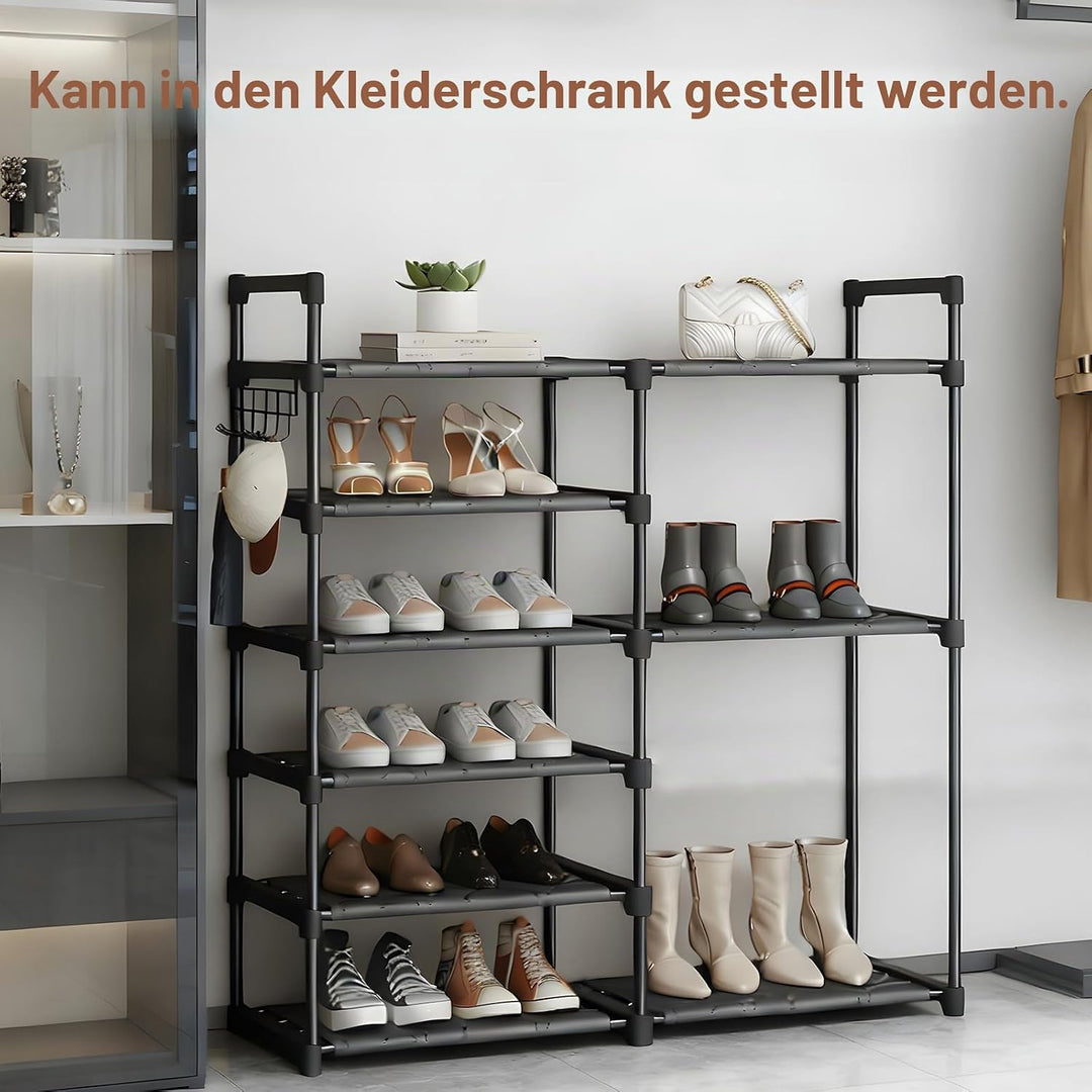 5 Ebenen Schuhregal, 83 cm Breit Platzsparend Schuhständer mit hoher Etage für Stiefel, Freistehende