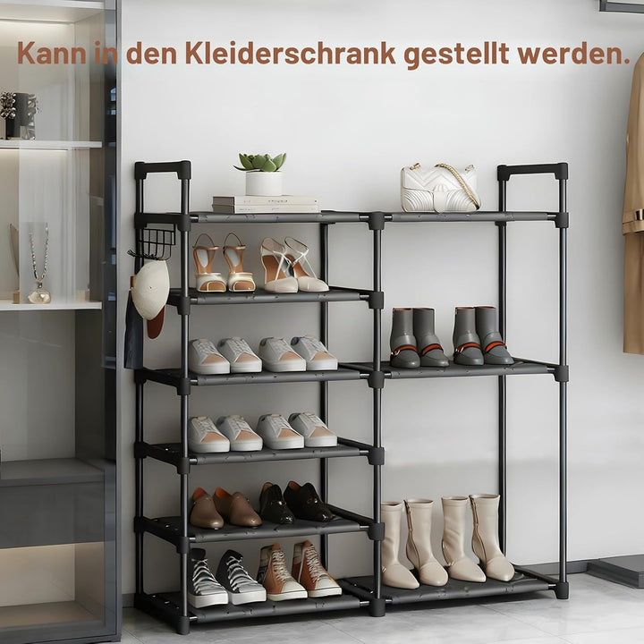 5 Ebenen Schuhregal, 83 cm Breit Platzsparend Schuhständer mit hoher Etage für Stiefel, Freistehende