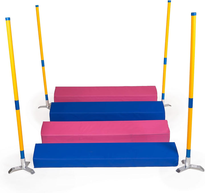 Callieway Agility Soft-Weitsprung - FCI konform (inkl. 4 Ecksteher in orange) blau/himbeer inkl. Eck
